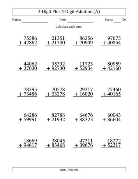 five digit addition